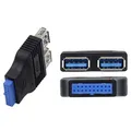 Scheda madre da 19 pin o 20 pin a doppio USB 3.0 Tipo A femmina Adattatore convertitore 19 pin femmina a USB 3.0 doppio USB 3.0 femmina