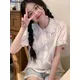 Camicie con colletto Peter Pan bianco giapponese donna camicette con maniche a sbuffo stile Lolita carino Girly Harajuku Kawaii JK camicie Blusas Mujer