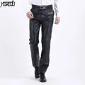 #2210 2023 estate impermeabile sciolto Stretch PU pantaloni in ecopelle uomo dritto moda sottile pantaloni in pelle uomo nero Plus Size
