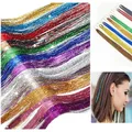 120 fili/borsa Sparkle Shiny Hair Tinsel Rainbow Silk Hair Extension Dazzles donna Hippie per