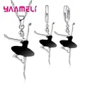 Collana/set di orecchini in argento Sterling 925 stile sportivo danza umana in stile elegante per la