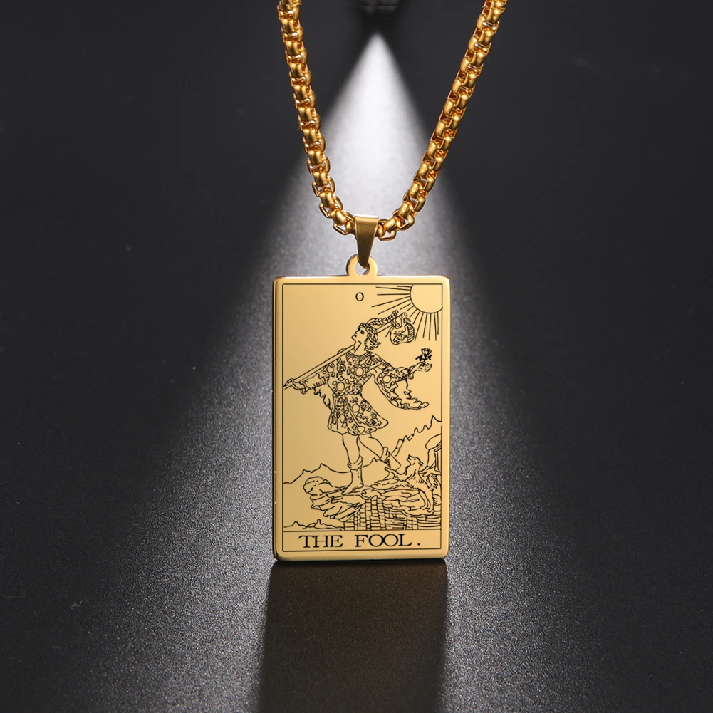 Dawapara La collana degli arcani maggiori Collana Tarocchi Carte Collana per uomo donna Amuleto Vintage Pendente Scatola Catena Gioielli in acciaio inossidabile Collana maschile collana tarocchi