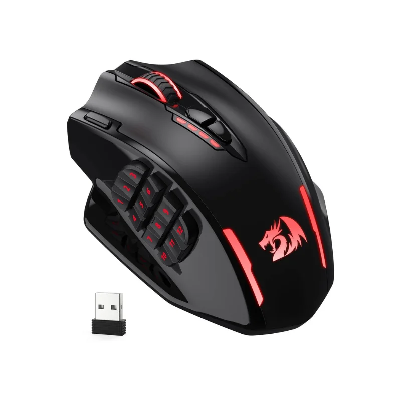 Mouse da gioco ottico RGB wireless Redragon M913 da 16000 DPI cablato da 2,4 Ghz 16 pulsanti programmabili, mouse nero/bianco