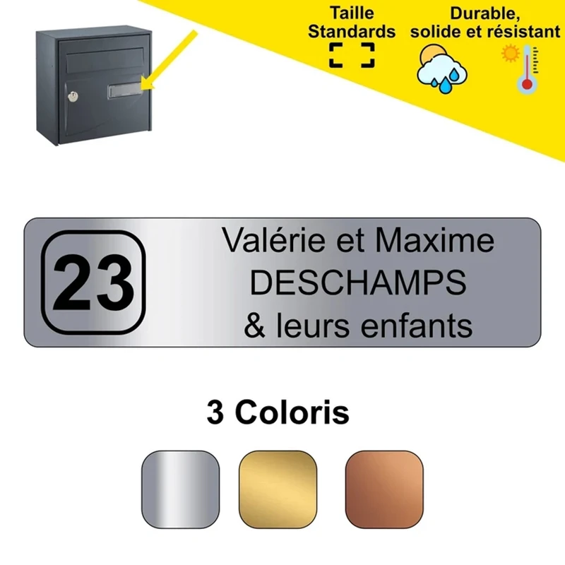 Cartello adesivo per cassetta postale, testo personalizzato, dimensioni standard 7*2 cm, etichetta per cassetta postale incisa in acciaio inossidabile Etichetta professionale