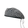 Berretto scozzese in bianco e nero berretti francesi da donna berretti alla moda berretti da donna