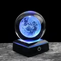 60 mm80mm 3D Crystal Moon Ball sfera di vetro Snow Globe sistema solare inciso al Laser modello in