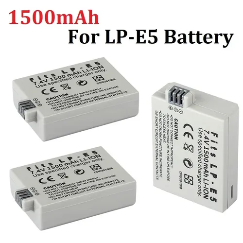 Batteria originale LP-E5 LPE5 LP E5 1500mAh per Canon EOS Rebel XS, Rebel T1i, Rebel XSi, 1000D, 500D, 450D, Kiss X3,X2,F