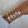 Vlen Natural Shell Cross bracciali bracciale Heishi multicolore per le donne Boho Christian Jewelry