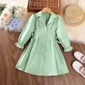 Giacca per ragazze 4-7 anni Trench verde doppiopetto per ragazze elegante giacca da ragazza Casual