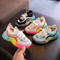 Nuovi bambini suola colorata scarpe sportive Air Mesh traspirante bambini Casual Running Sneakers