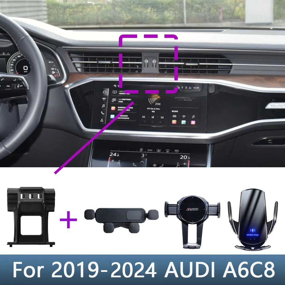Per AUDI A6 C8 A7 2019 2020 2021 2022 2023 2024 Supporto per telefono per auto Speciale staffa fissa Base Accessori di ricarica wireless