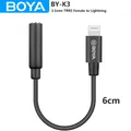 BOYA BY-K3 Cavo adattatore audio per microfono da 3,5 mm TRRS femmina a MFi certificato Lightning per dispositivi iPhone iPad iPod touch iOS