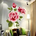 Romantic Love 3D Rose Flower Blossom Wall Stickers arredamento soggiorno TV decorazione Wall Sticker