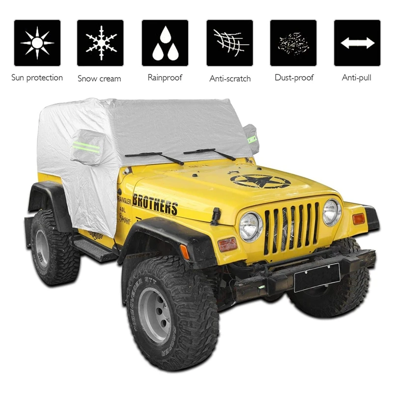 Copertura parasole, per Jeep Wrangler TJ 1997-2006 copertura antipioggia da neve copertura per auto resistente alle intemperie protezione UV antipolvere per il corpo