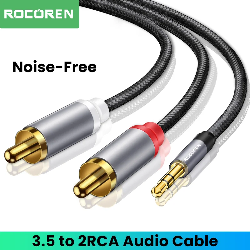 Cavo Rocoren RCA da 3.5mm a 2RCA Splitter da 3,5 Jack a 2 RCA maschio cavo Audio per amplificatori cavo altoparlante Home Theater Stereo HiFi