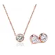 Women's Rose Gold Color Stainless Steel Zircon Crystal Jewelry Sets Chain Necklace+Earrings T003