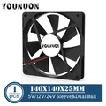 YOUNUON DC 140MM 5V 12V 24V 2PIN USB 140x140x25mm Dual Ball PC Brushless Case Cooling Fan 14025 14CM