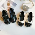 Bambini Mary Janes eleganti scarpe da bambina in morbida pelle quattro stagioni nero bianco classico