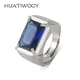 Luxury Men Ring Silver 925 Jewelry with Sapphire Emerald Gemstone Rectangle Shape Open Finger Rings