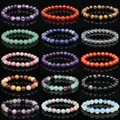 Natural Stone Bracelets Amethyst Rose Quartz Obsidian Agate Lava Beads Jewelry Gift For Men Magnetic