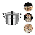 Healthy Cookware Stainless Steel 2 Tier Pasta Steamer Set with Lid and Double Handles Dishwasher