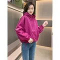 Double Zipper Hooded Sweatshirt Women Long Sleeve Jacket Outdoor Windbreaker Casual Loose Solid