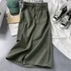 Lucyever High Waist Long Skirts for Women Fashion 2023 New Split Green Denim Skirts Female Vintage