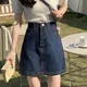 Rimocy Korean Style Denim Mini Skirts for Women Summer 2023 Dark Blue Short A Line Skirt Woman Jeans