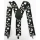Free Shipping New Fashionable Mens 50mm Wide Black Y Back 3 Clips Skull Heavy Duty Suspenders