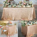 Glitter Sequin Table Cloth Rectangular Table Cover Rose Gold Tablecloth for Wedding Birthday Party
