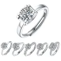 1 /2/3 Carat Moissanite Rings 100% 925 Sterling Silver Lab Diamond Adjustable Opening Solid Ring