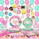 Candyland Party Supplies Tableware Set Donut Cake Candy Disposable Dinner Plates Cups Baby Shower