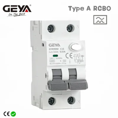 GEYA GYR9NM Type A RCBO 2P 4P Magnetic Residual Current Circuit Breaker with Over Current Protection 10A 16A 25A 32A 40A 30mA