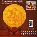 Photo/Text Customized 3D Printing Moon Lamp Touch Switch Night Light for Kids Girlfriend family