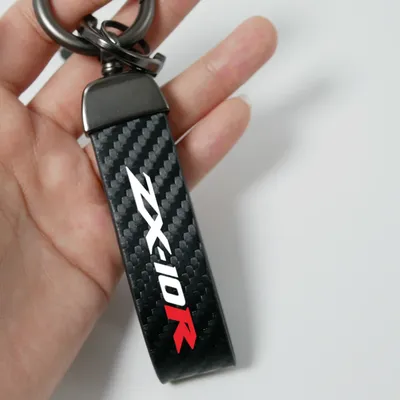 New Motorcycle key chain Ring Carbon Fiber Metal Keychain Horseshoe Buckle for KAWASAKI ZX10R ZX-10R Motorcycle Keychain