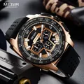 Megir Males Mens Chronograph Sport Watches with Quartz Movement Rubber Band Luminous Wristwatch for