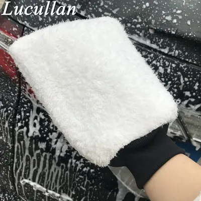Lucullan Latest Ultra Soft Car Wash Mitt Easy To Dry Microfiber Premium Auto Detailing Mitt Best For Two Buckets Wash