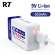R7 9V li-ion Rechargeable Batteries 650mAh 6F22 USB 9 Volt Li ion Lithium Battery for metal