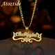 Atoztide Personalized Custom Zircon Name Necklace for Women Stainless Steel Heart Pendant Link Chain