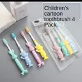 4pcs/set Kids Toothbrush Household Cartoon Toothbrush Children Bamboo Charcoal Soft Hair Set