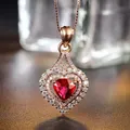 Natural Ruby 14K Rose Gold Necklace Pure Bizuteria Pendant Females Fine Pierscionki Jewelry 14K Rose