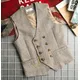 New Arrival Men's Waistcoat Herringbone Homespun Fabric Double Breasted Men's Slim Fit Vests For