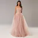 Sevintage Blush Pink/Blue Long Prom Dresses 2021 Spaghetti Straps Tiered Skirt A-Line Party Dresses