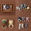 1pc Baby Teether Safe Wooden Toys Mobile Pram Crib Ring DIY Crochet Rattle Soother Teether Baby