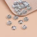 10pcsHandmade diy silver sequins accessories 925 pure silver Thai silver hollow flower receptacle