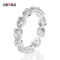 OEVAS 100% 925 Sterling Silver 1 Row 3*5mm Water Drop High Carbon Diamond Rings For Women Sparkling