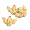 3pcs/Lot Stainless Steel Retro Gold Color Angel Wing Guardian Charm Pendant Fashion Classic Little