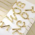 Big Gold Plated Metal Bamboo 26 Letter Necklaces for Women Initial Alphabet Pendant Necklace Fashion