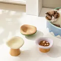 Cat Raised Tilted Food Water Bowl Pet Dogs Elevated Drinking Eating Bowls with Wooden Stand Puppy
