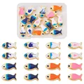 16Pcs/Box Fish Beads Alloy Enamel Ocean Animal Fishes Bead Loose Spacer Charms for DIY Bracelet